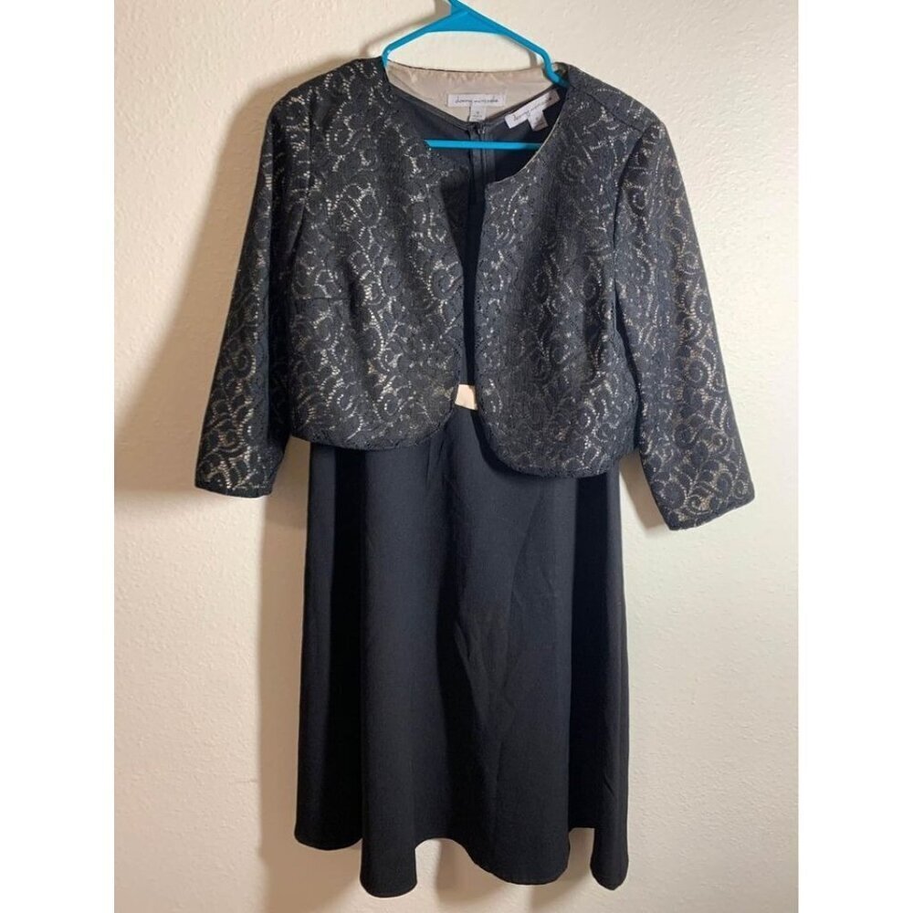 Danny & Nicole Black Dress with Lace Cardigan Womens Size 8 Business Casual Set